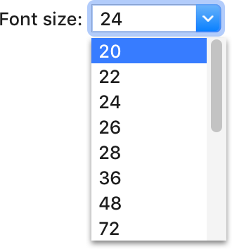 Combo box font size