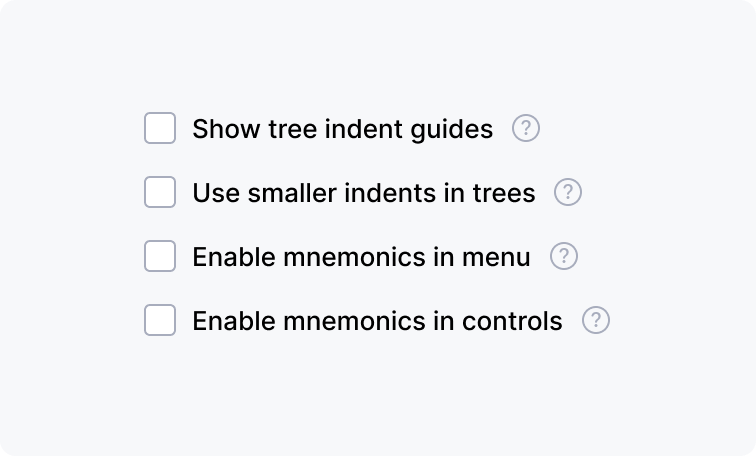 Every option has its tooltip