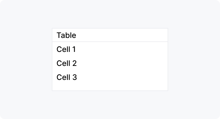 Example of a table with three cells