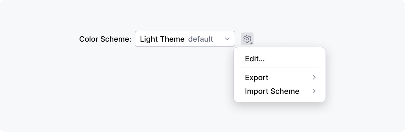 Drop-down menu 'Color Scheme' followed by a Settings icon-button related to the drop-down