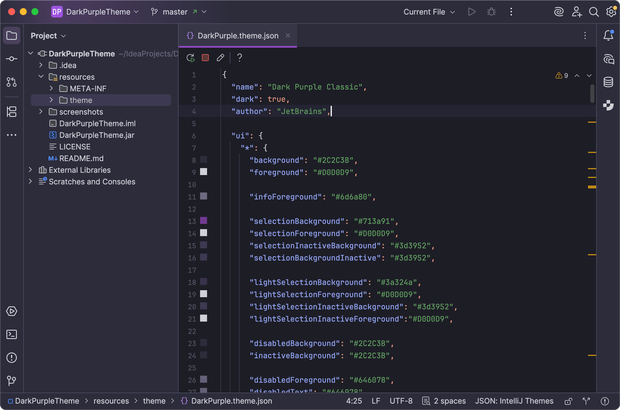 Dark Purple theme without inheritance Dark Purple theme without inheritance