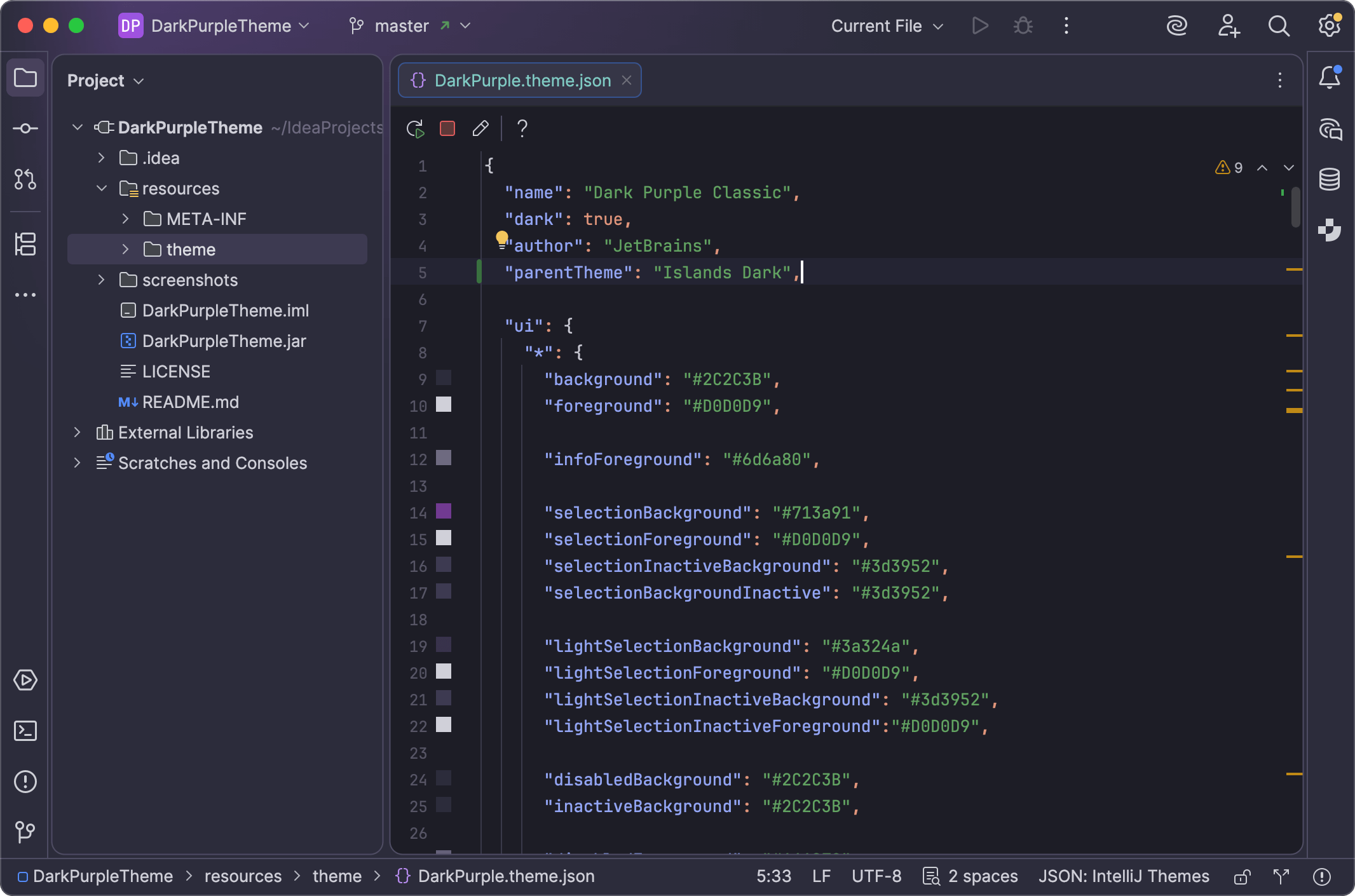 Dark Purple theme with inheritance Dark Purple theme with inheritance