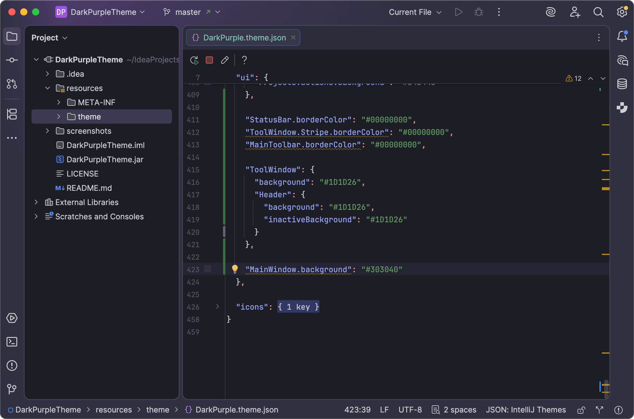 Dark Purple theme with correct main background colors Dark Purple theme with correct main background colors