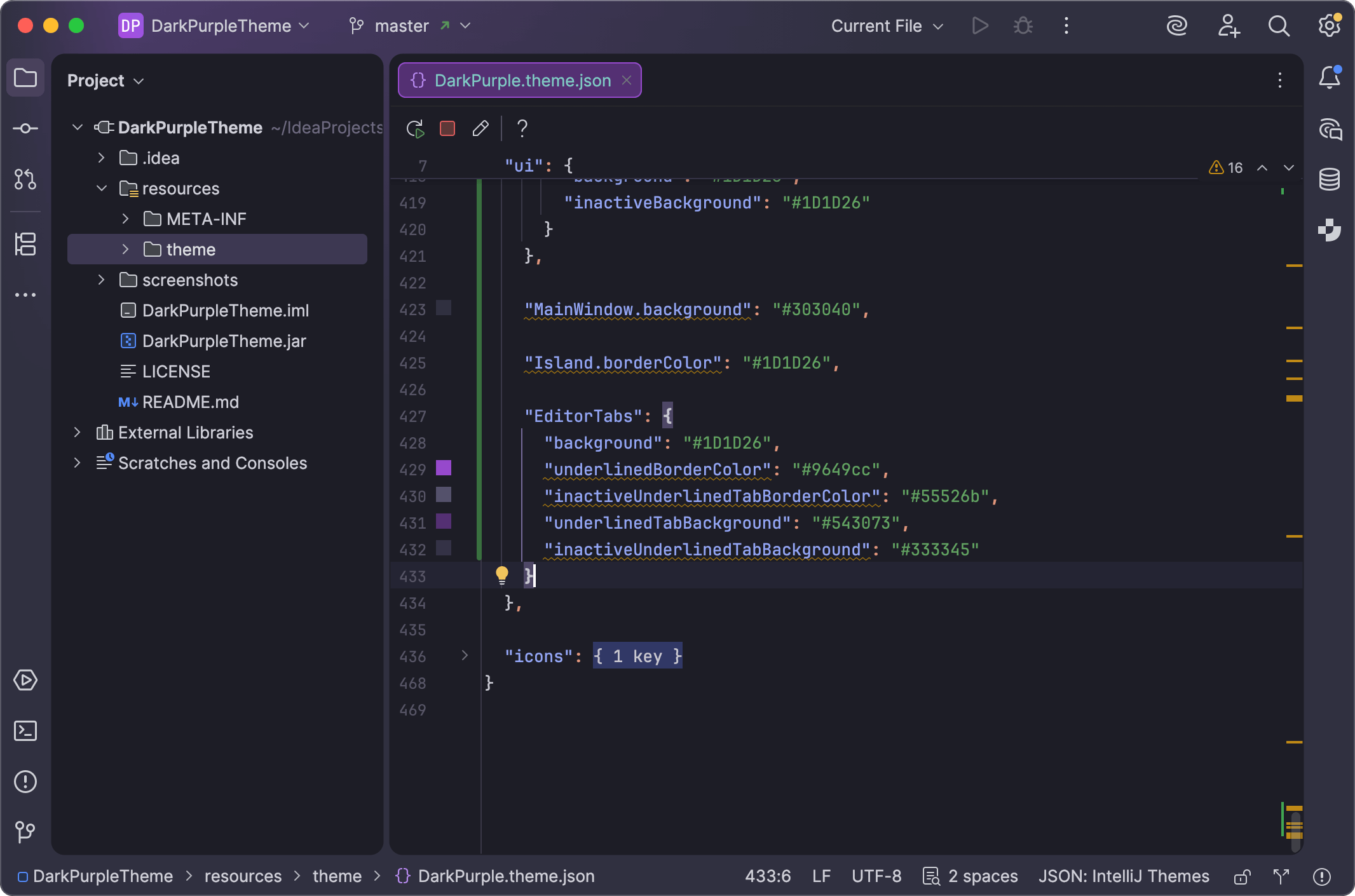 Dark Purple theme with correct selected tab color Dark Purple theme with correct selected tab color