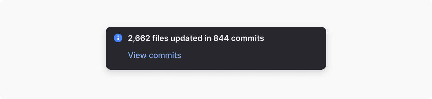 A notification with the title only about the number of files updated after git pull