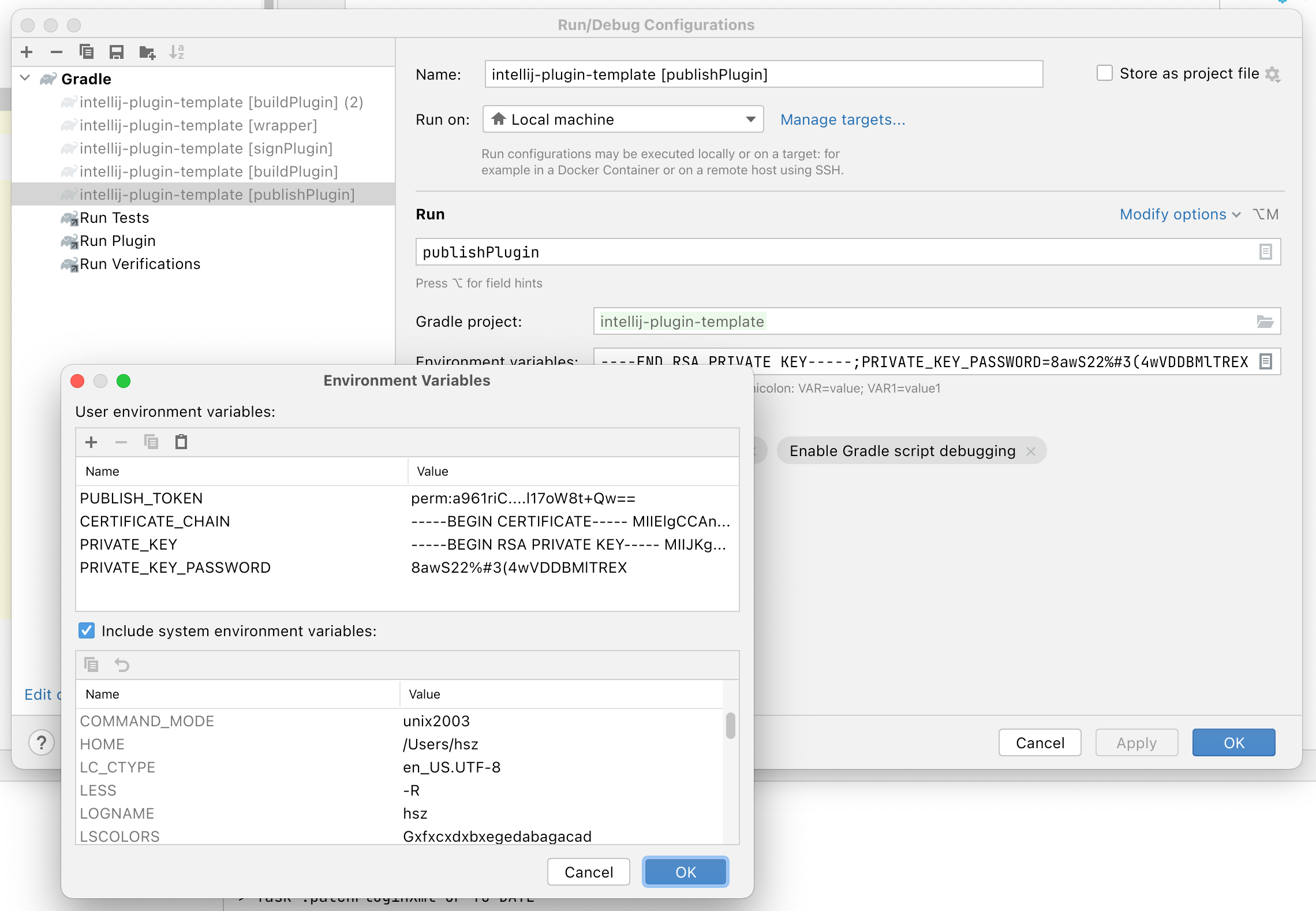 Run/Debug Configuration Environment Variables