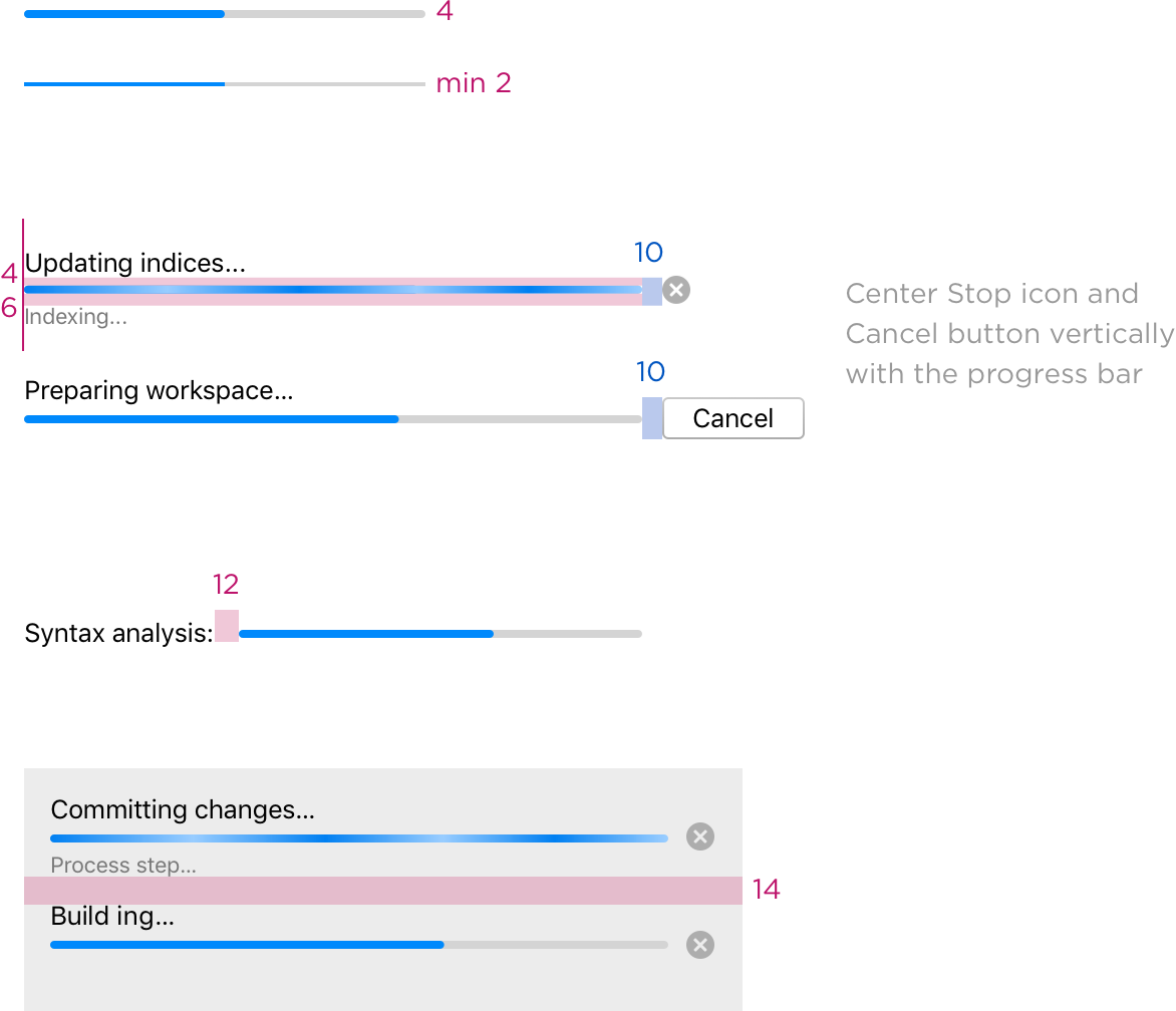 Progress bar sizes