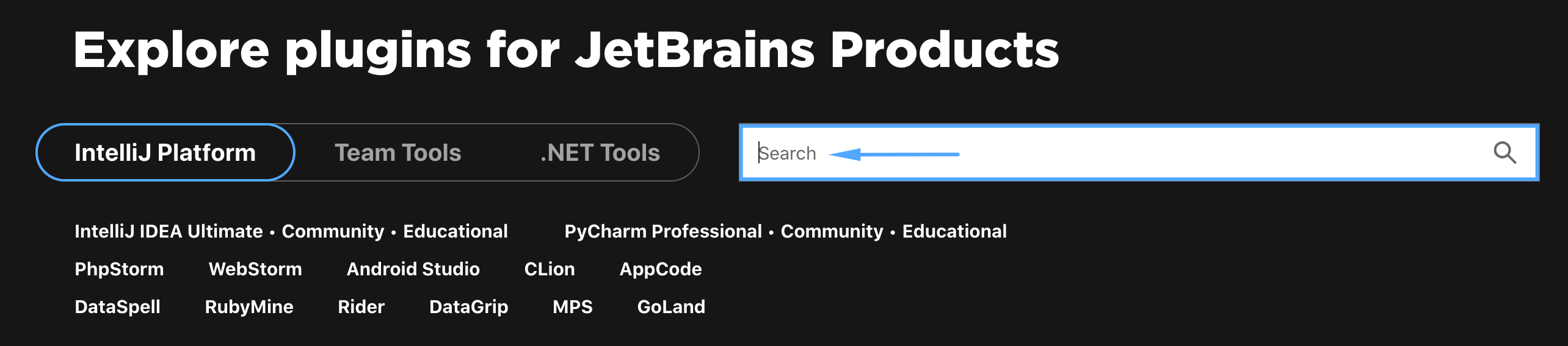 Search window on JetBrains Marketplace