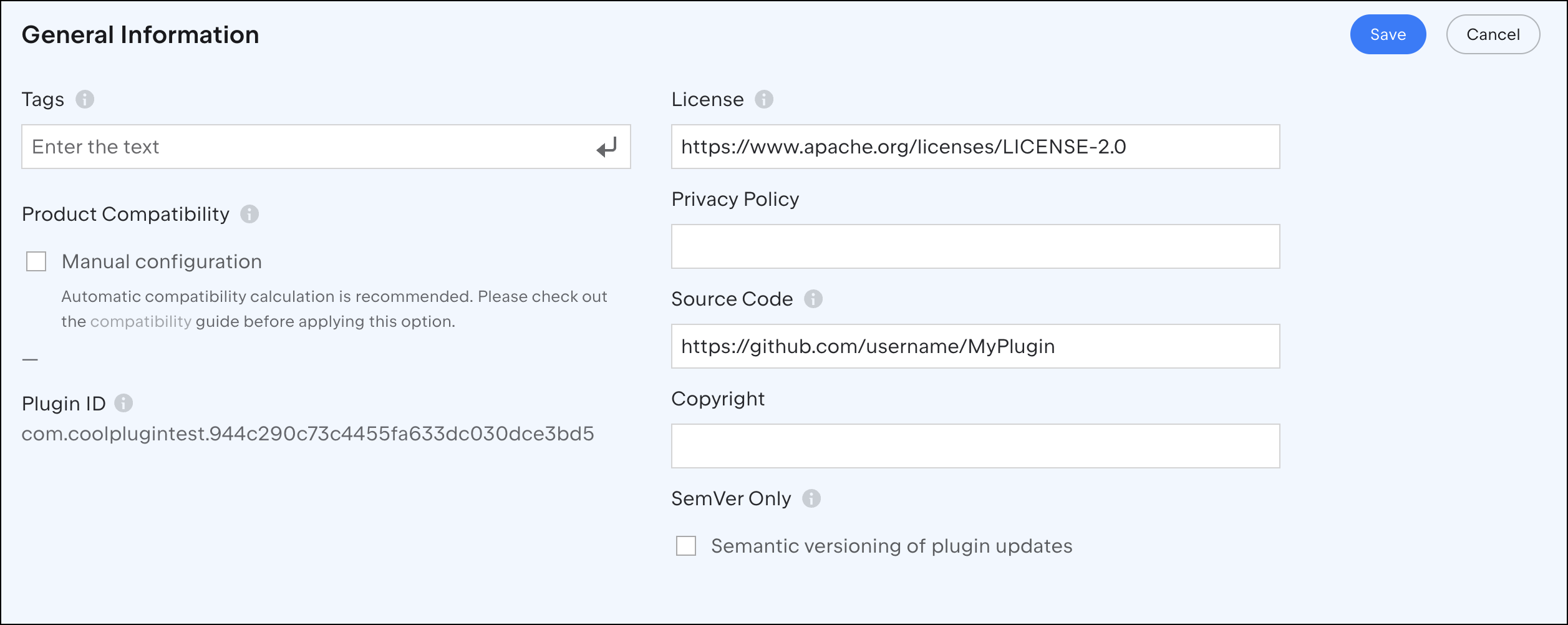 The License field