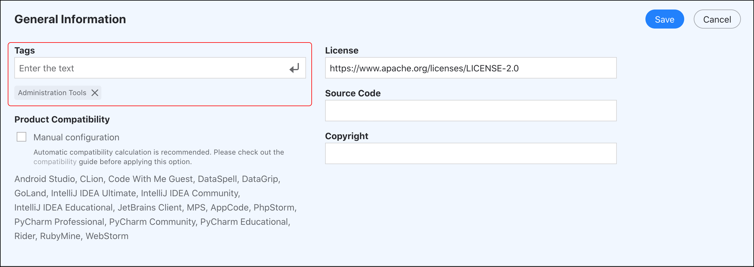 Fields for Tags