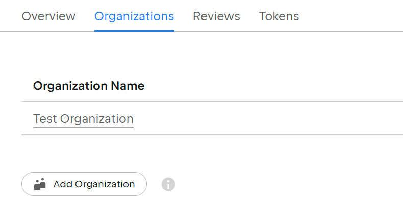 Organizations tab